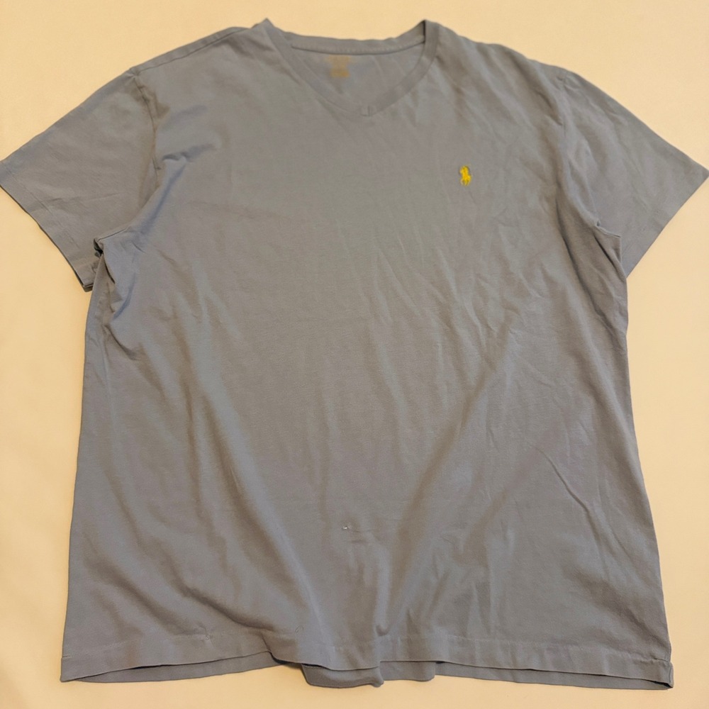 Polo Ralph Lauren T-Shirt Mens Large Blue V-Neck Short Sleeve Pony Logo